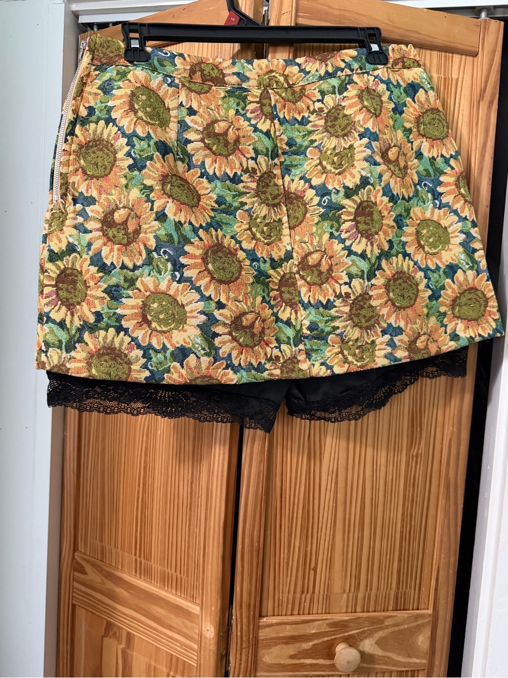 Dressed in LALA Sunflower-Print Mini Skort in Yellow and Green - Picture 3 of 3